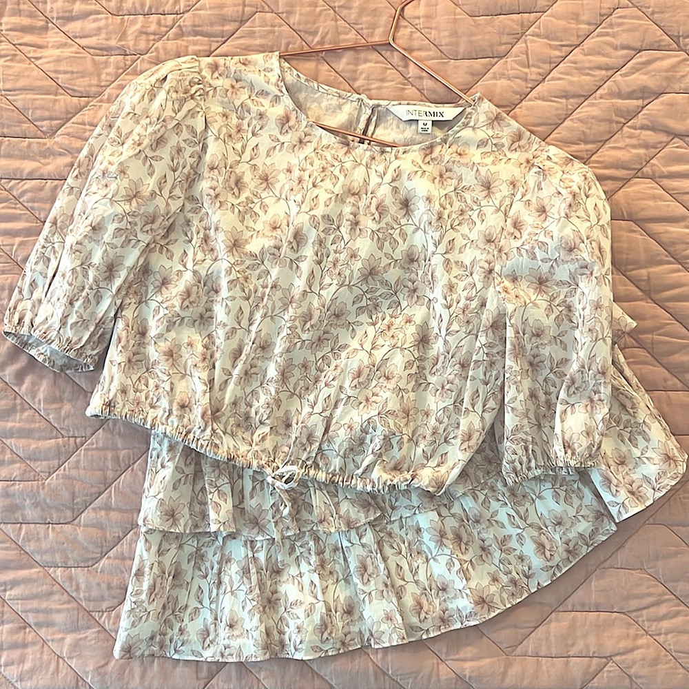 Set - INTERMIX Poppy Floral Cotton Crop Top and Mini skirt